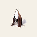 American Darling Hobo Bag for Women - Hair-On Cowhide, Hand Tooled Floral Carved Genuine Leather Shoulder Bag with Fringes
