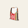 American Darling Hand-Woven Saddle Blanket Hobo Bag Women's Genuine Leather Hand Tooled Purse with Fringes & YKK Zipper