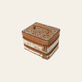 American Darling Hair-On Cowhide Hand Tooled Floral Carved Leather Jewelry Case Genuine Western Leather with YKK Zipper