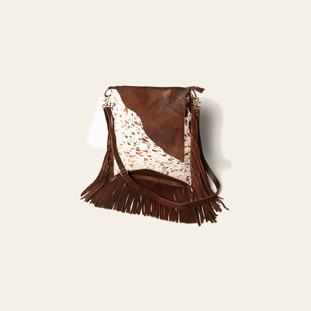 American Darling Women's Messenger Bag Hair-On Cowhide Fringes Eco-Friendly Vegetable-Tanned Genuine Leather YKK Zipper