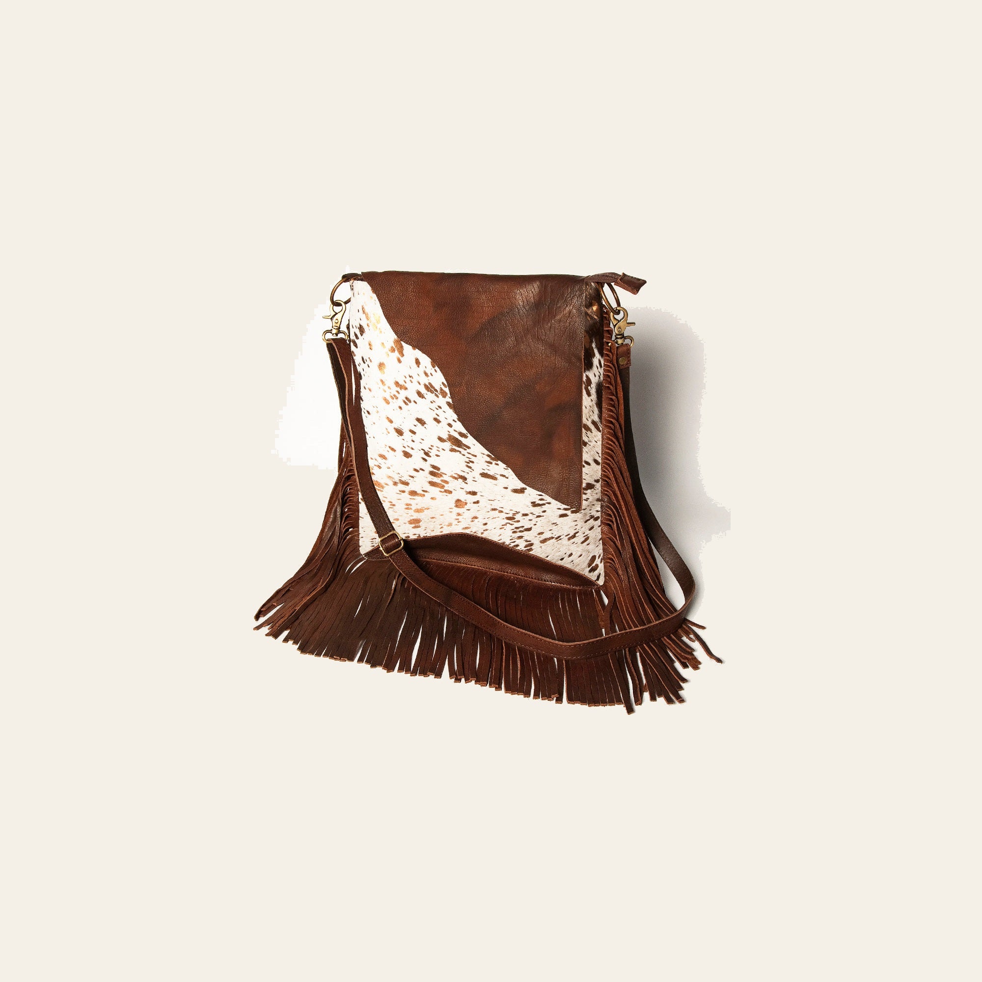 American Darling Women's Messenger Bag Hair-On Cowhide Fringes Eco-Friendly Vegetable-Tanned Genuine Leather YKK Zipper