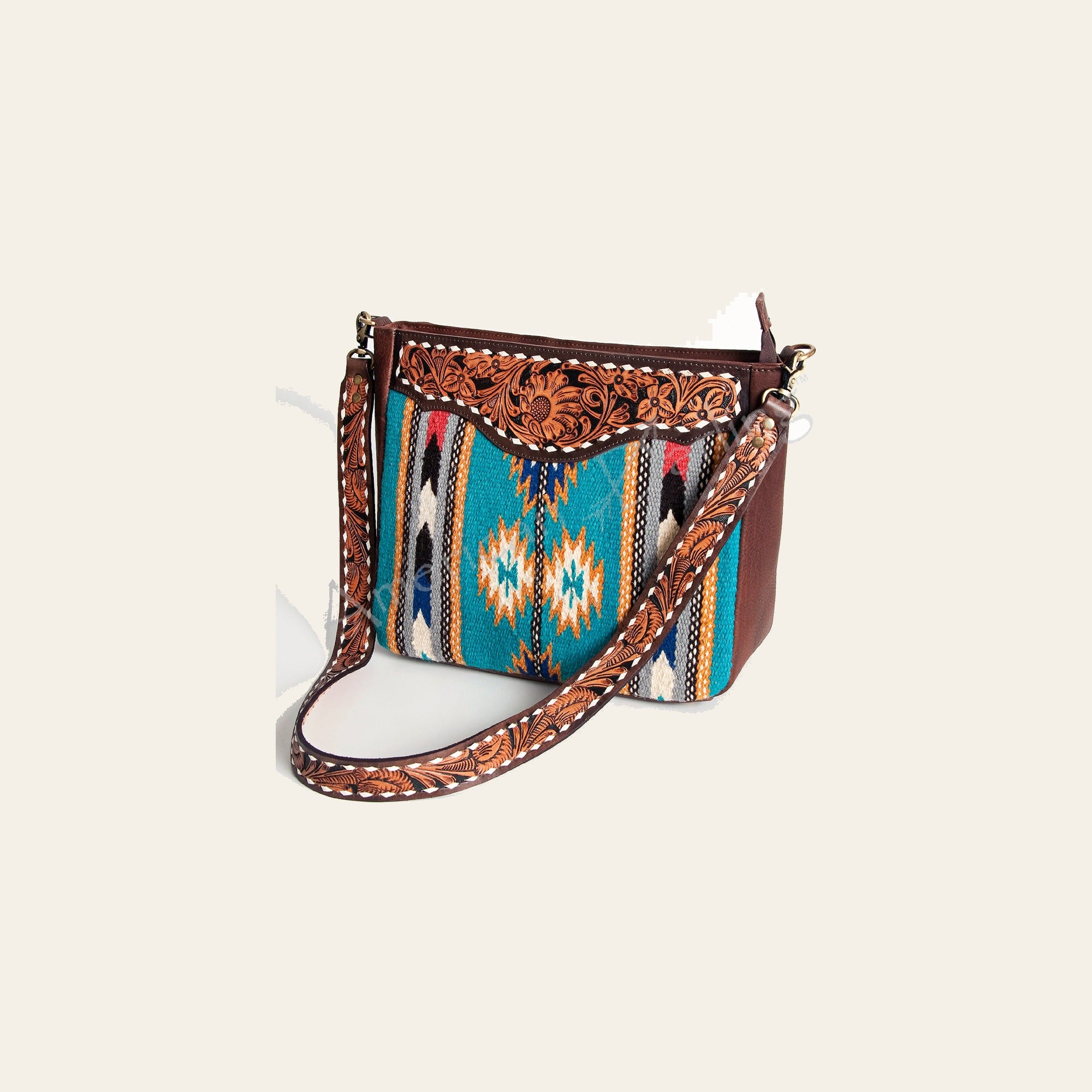 American Darling Hand Tooled Floral Carved Saddle Blanket Messenger Bag Eco-Friendly Full Grain Genuine Leather YKK Zipper