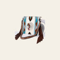 American Darling Large Cross body Bag Hand Woven Saddle Blanket Vegetable-Tanned Genuine Leather Fringes Buck Stitched