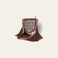 American Darling Hand-Tooled Leather Messenger Bag with Western Carving, Hair-On, Fringes, Rivet Embossing, Genuine Leather Build & Well-Compartmentalized Interior