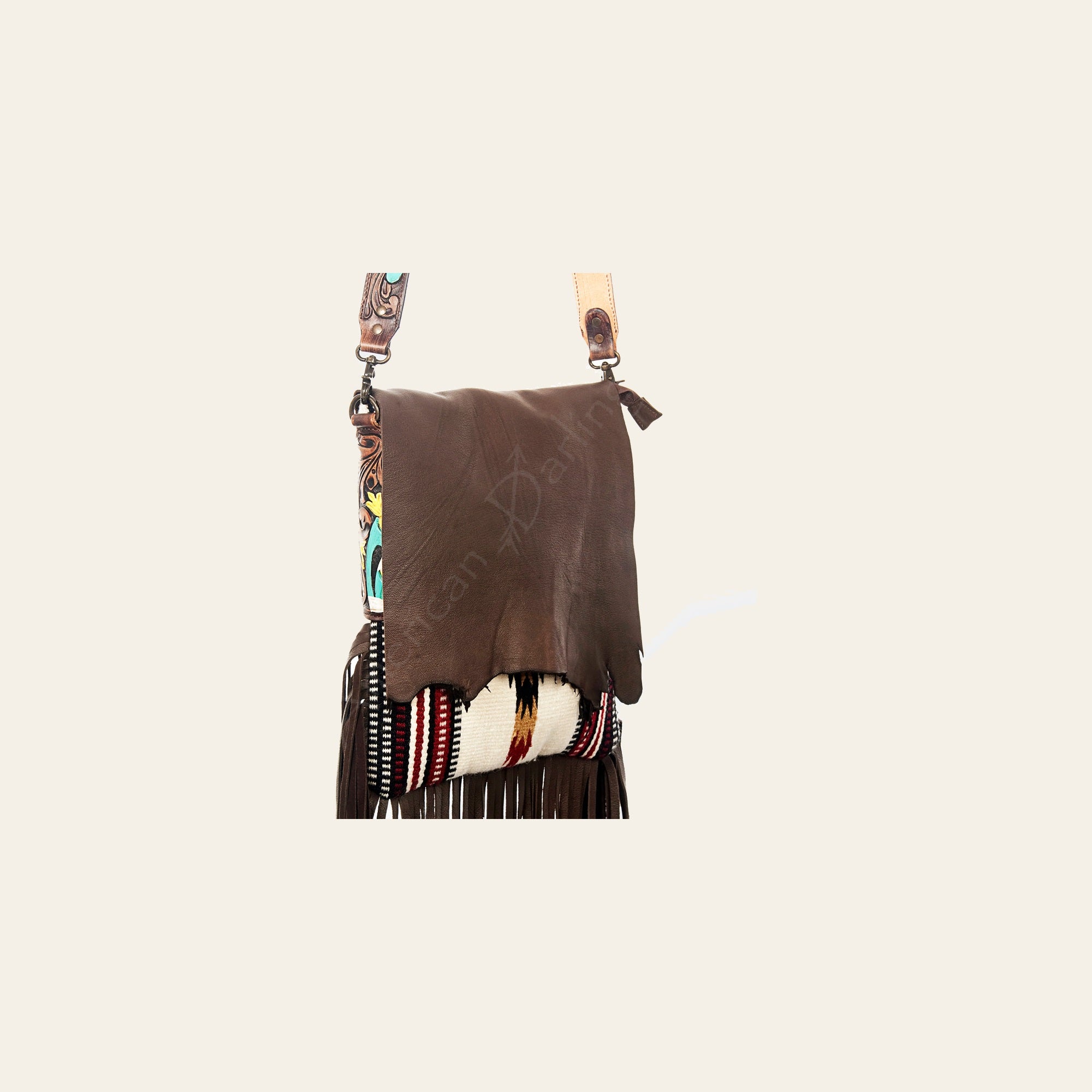 American Darling Messenger Saddle Blanket Fabric Genuine Leather Western Women Bag Handbag Purse | Cute