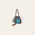 American Darling Western Leather Bucket Bag with Hand-Woven Saddle Blanket, Drawstring Closure, Tassel Detail, Adjustable Strap & Premium Craftsmanship