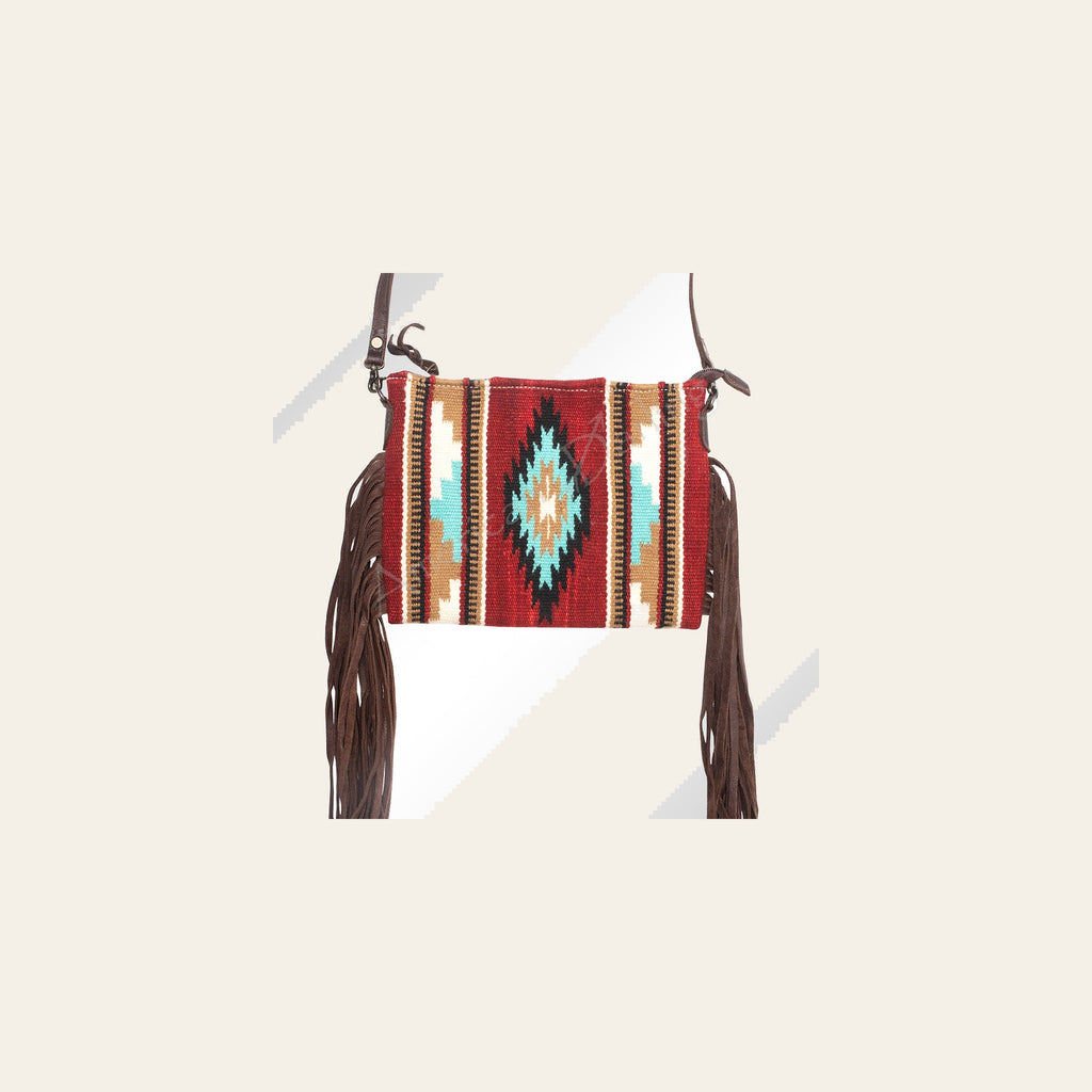 American Darling CrossBody Bag Saddle Blanket Fabric Genuine Leather Western Women Handbag Purse | for Cute Travel