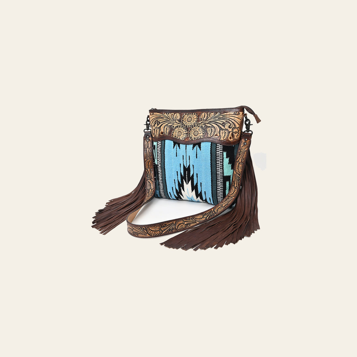 American Darling Signature Crossbody Hand Tooled Upcycled Wool Genuine Leather Women Bag Western Handbag Purse | for Cute