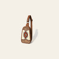 American Darling Western Leather Sling Bag with Hand-Tooled Floral Carving, Woven Saddle Blanket Panel, Adjustable Strap & Secure Storage