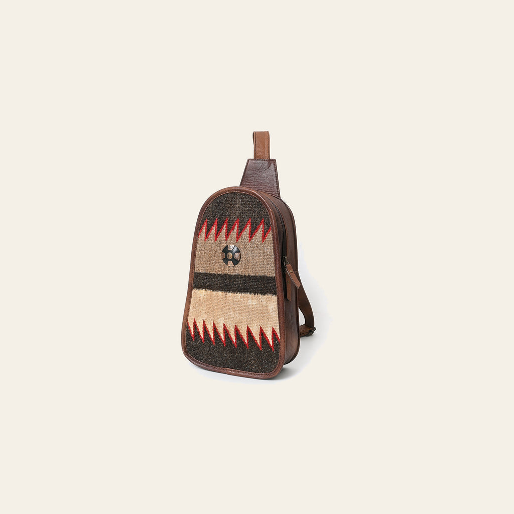 American Darling Sling Bag, Hand Woven Saddle Blanket & Vegetable Tanned Full Grain Leather Western Crossbody