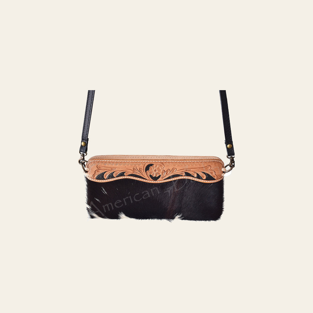 American Darling Small Crossbody Hand Tooled Hair On Genuine Leather Western Women Bag Handbag Purse | for Cute