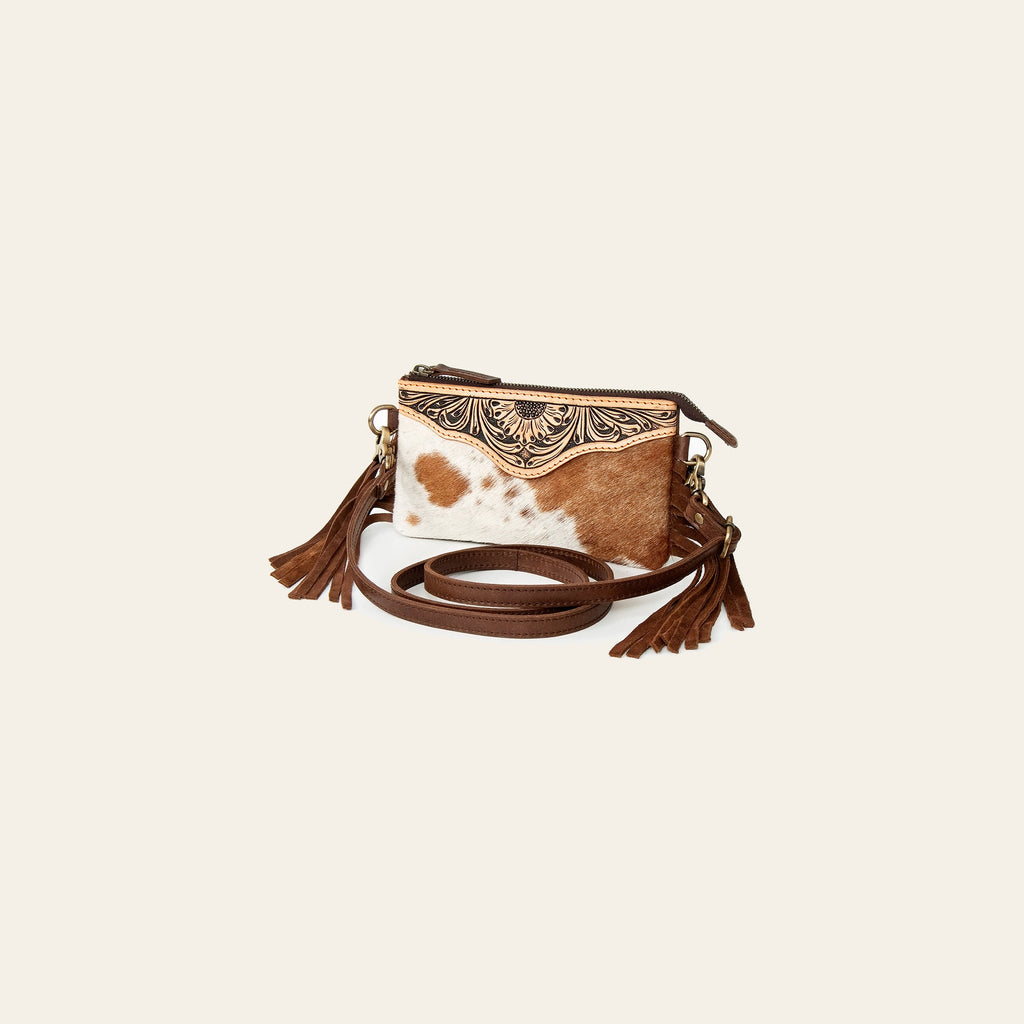 American Darling Small Crossbody Hand Tooled Hair On Genuine Leather women bag western handbag purse