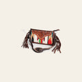 American Darling Women's Hand Tooled Floral Carved Leather Small Cross body Bag with Hand Woven Saddle Blanket and Fringes