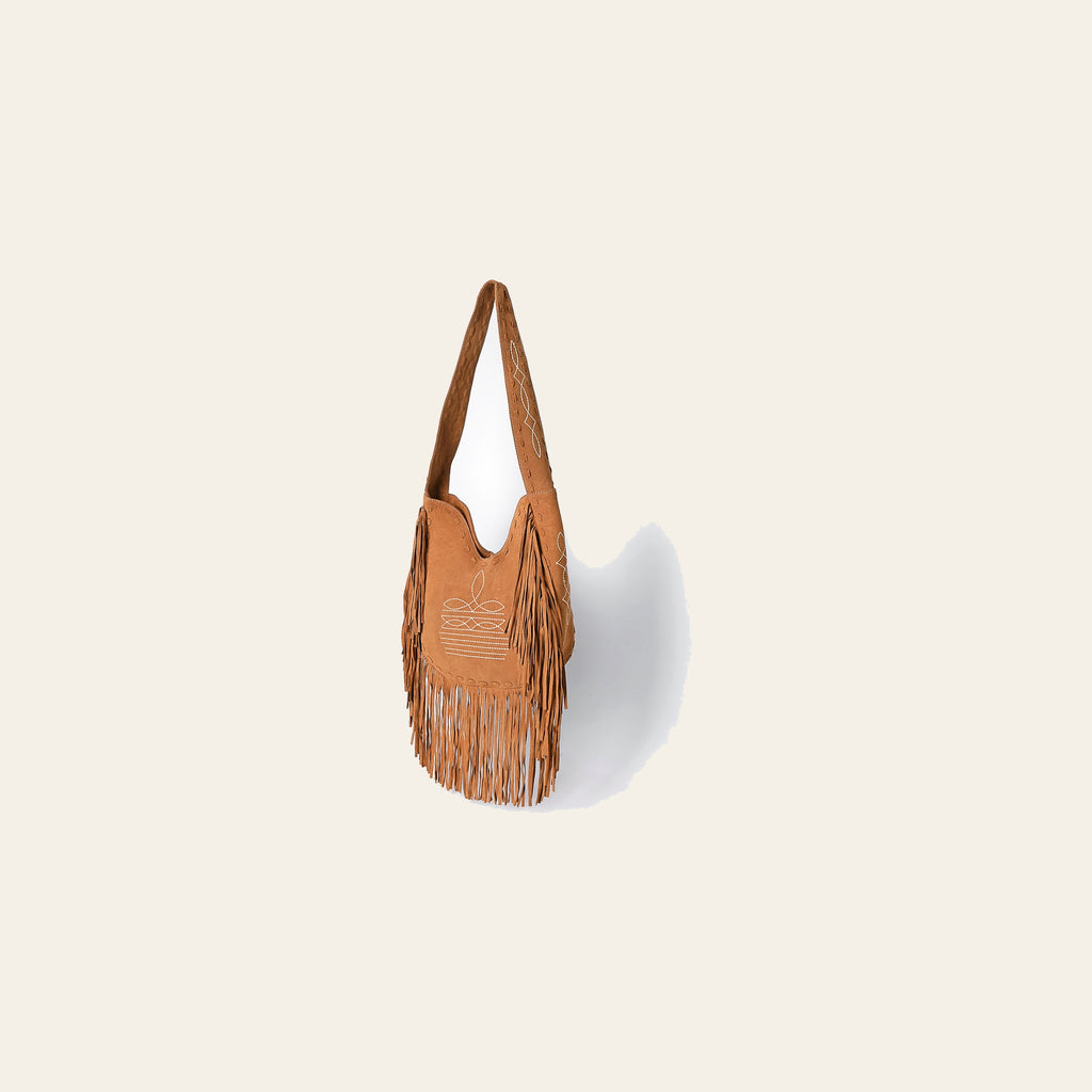 American Darling Women's Fringe Boot Stitched Genuine Leather Large Cross body Bag Eco-Friendly Full Grain Western Purse