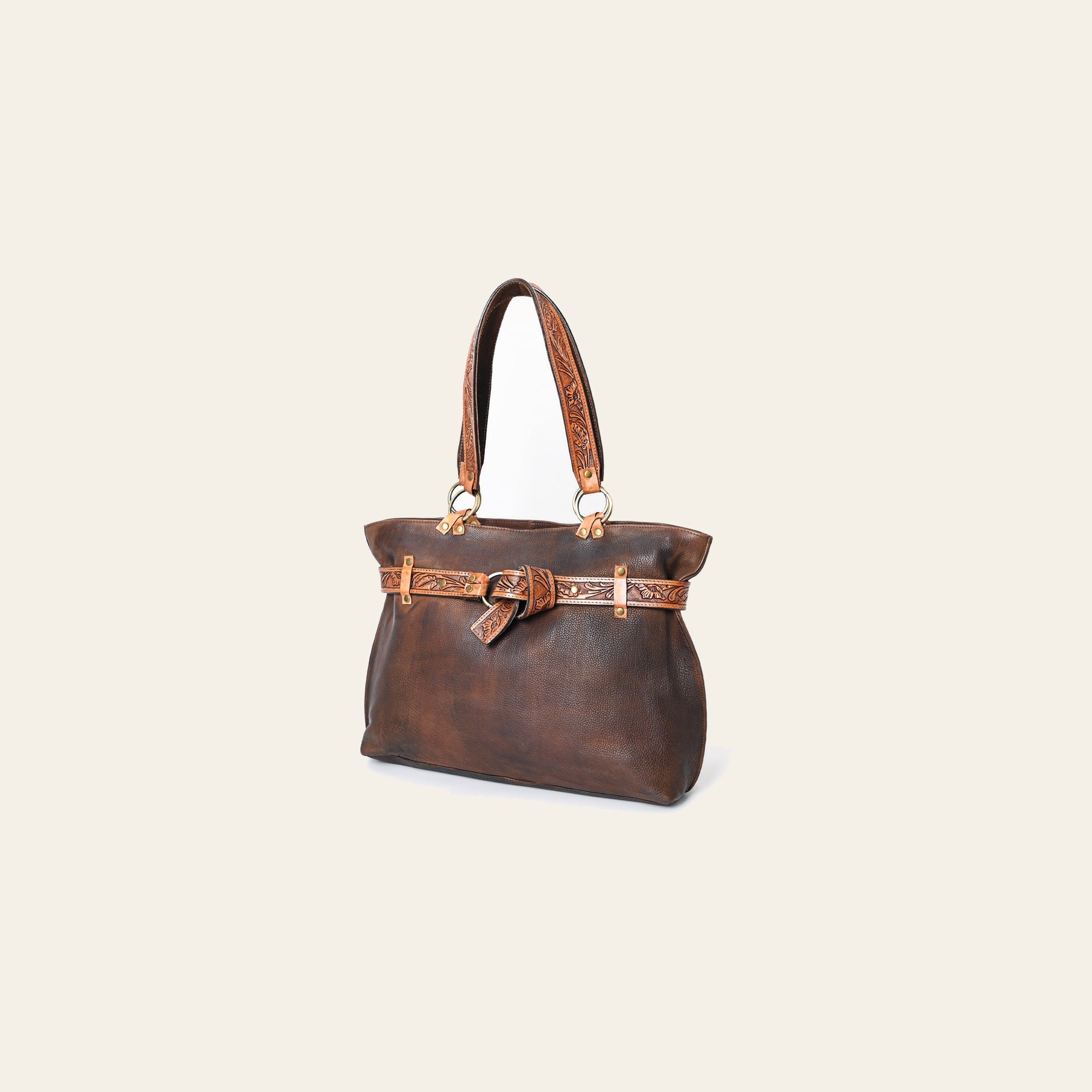 American Darling Tote Bag Western Hand Tooled Floral Carved Genuine Leather Handcrafted Bag with Tassels and YKK Zipper