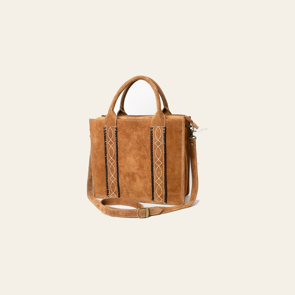 American Darling Tote Bag - Boot Stitched, Braided, Eco-Friendly Vegetable Tanned Genuine Leather, Western Leather Handbag