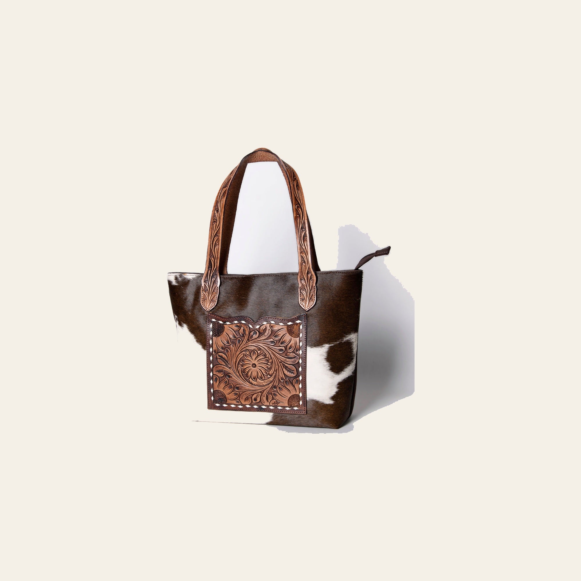 American Darling Tote Hand Tooled Hair-On Genuine Leather Women Bag Western Handbag Purse