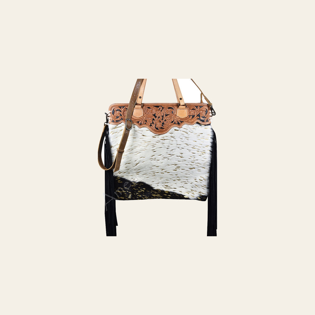 American Darling Tote Hand Tooled Hair on Genuine Leather Western Women Bag Handbag Purse | Travel Bags College Casual