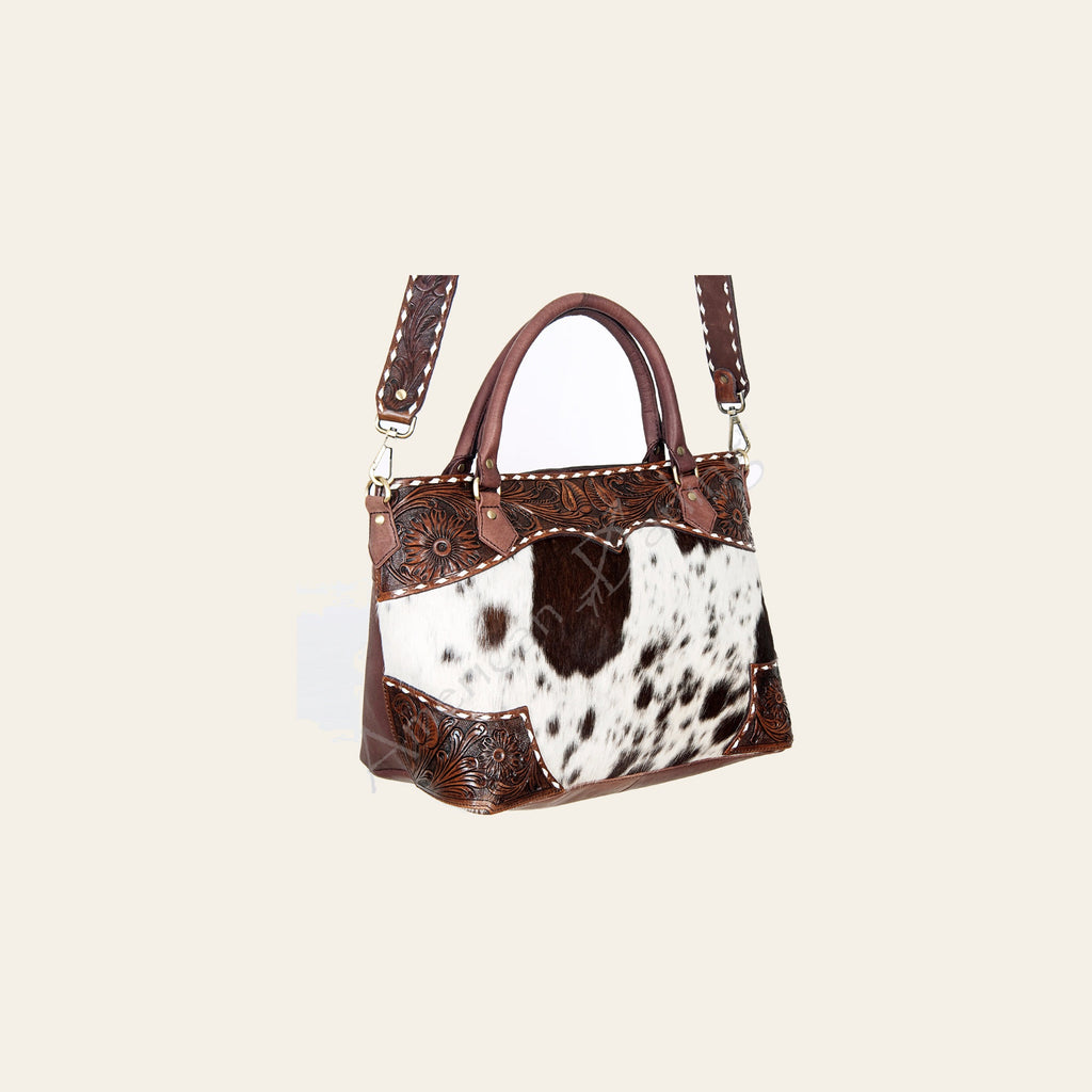 American Darling Tote Hand Tooled Hair on Genuine Leather Western Women Bag Handbag Purse | Travel Bags College Casual