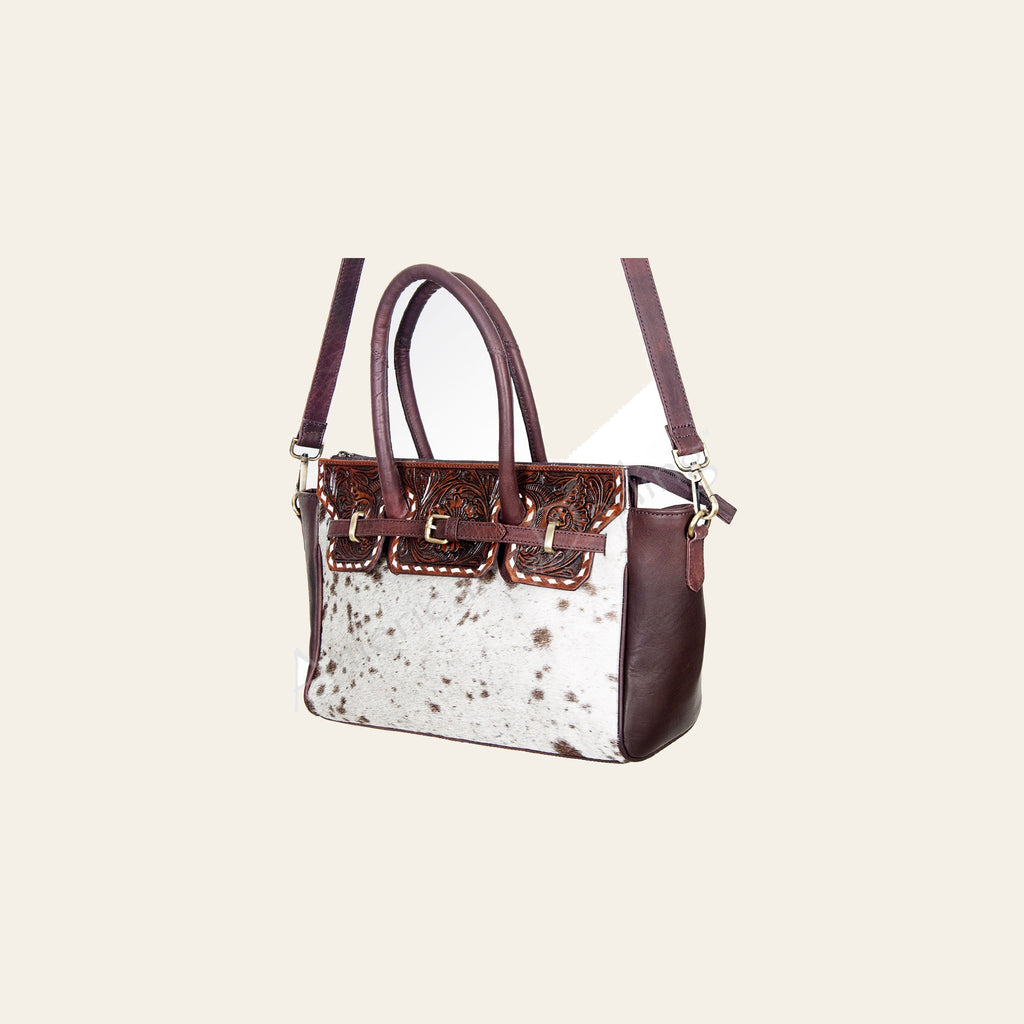 American Darling Tote Hand Tooled Hair on Genuine Leather Western Women Bag Handbag Purse | Travel Bags College Casual