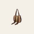 American Darling Western Tote Bag – Genuine Hair-on Cowhide and Leather, Hand-Tooled Floral Design with Long Fringes and Dual Carry Straps