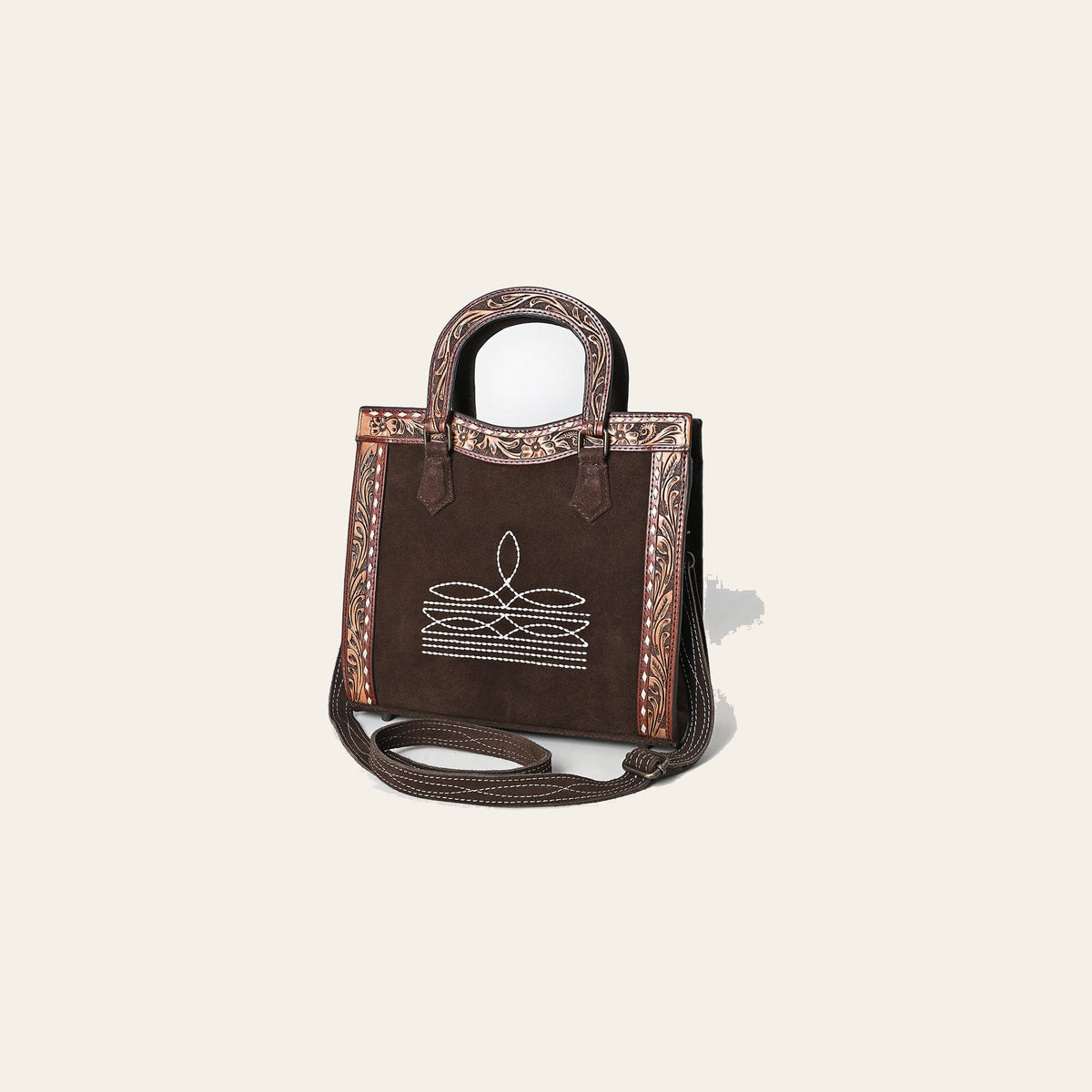 American Darling Western Leather Tote Bag – Hand-Tooled Accents, Premium Genuine Suede Leather, Spacious Everyday Carry Tote
