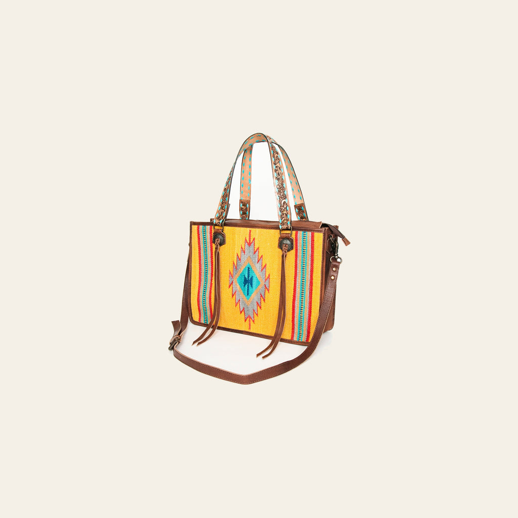American Darling Women's Tote Bag Western Saddle Blanket Genuine Leather Handbag and Ladies Purse