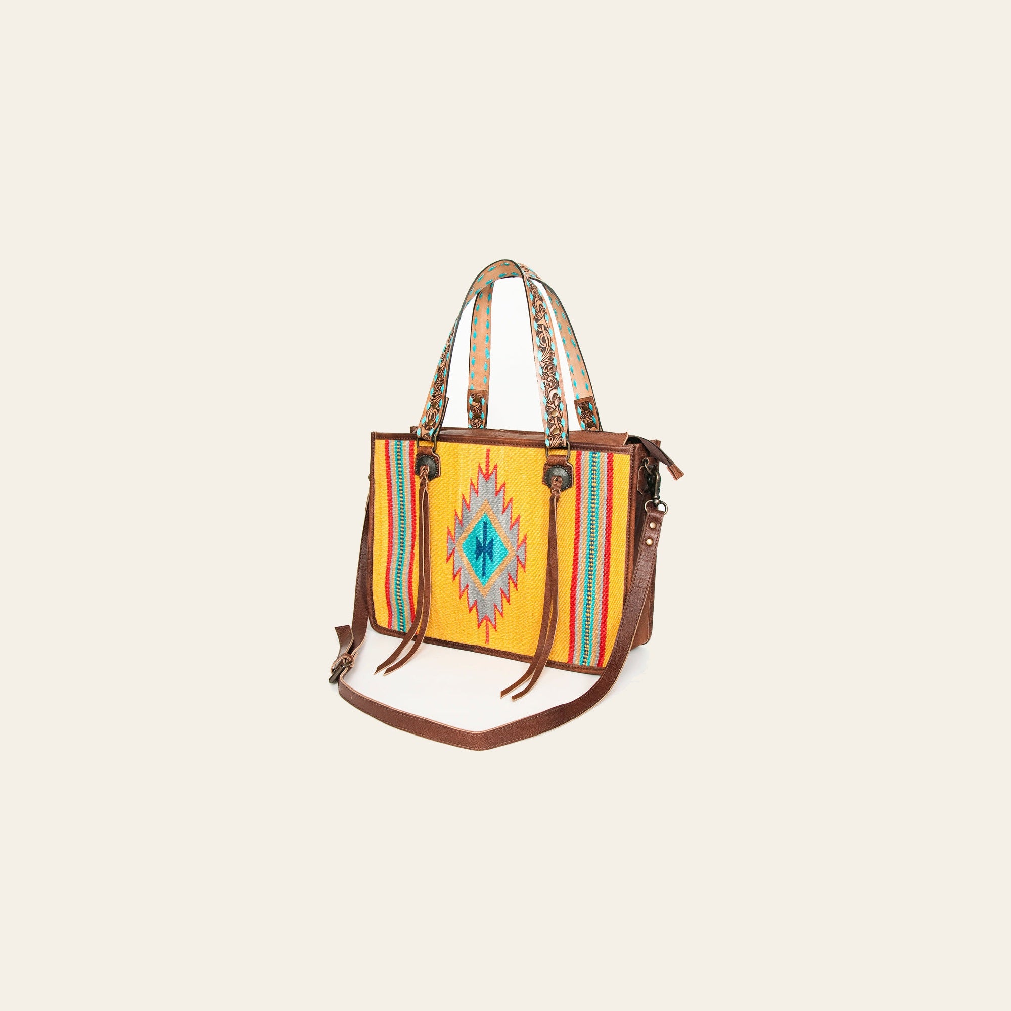 American Darling Women's Tote Bag Western Saddle Blanket Genuine Leather Handbag and Ladies Purse