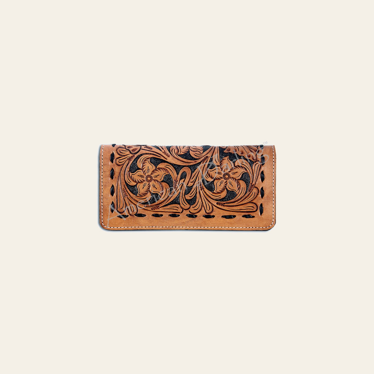 American Darling Western Clutch Bag Hand Tooled Floral Carved Genuine Vegetable Tanned Leather Purse with YKK Zipper