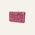 American Darling Hand-Tooled Genuine Leather Wallet Bag – Floral Carving, Durable Zip-Around Design, Multi-Compartment Organizer for Women