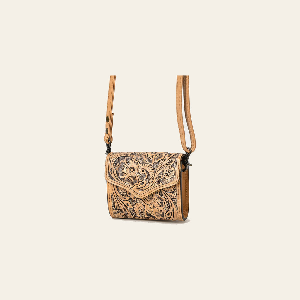 American Darling Hand Tooled Genuine Leather Western Wallet Bag – Compact Crossbody with Premium Craftsmanship for Everyday Use