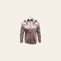 American Darling Western Apparel for Women Light Mauve Cotton Satin Shirt with Hand-Stitched Butterfly & Spur Embroidery