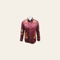 American Darling Western Apparel for Women Maroon Cotton Satin Shirt with Hand-Stitched Horse and Cactus Embroidery