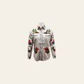 American Darling Western Apparel Shirt for Women Ivory White Cotton Lycra with Hand-Stitched Cowboy Hat and Cactus Embroidery