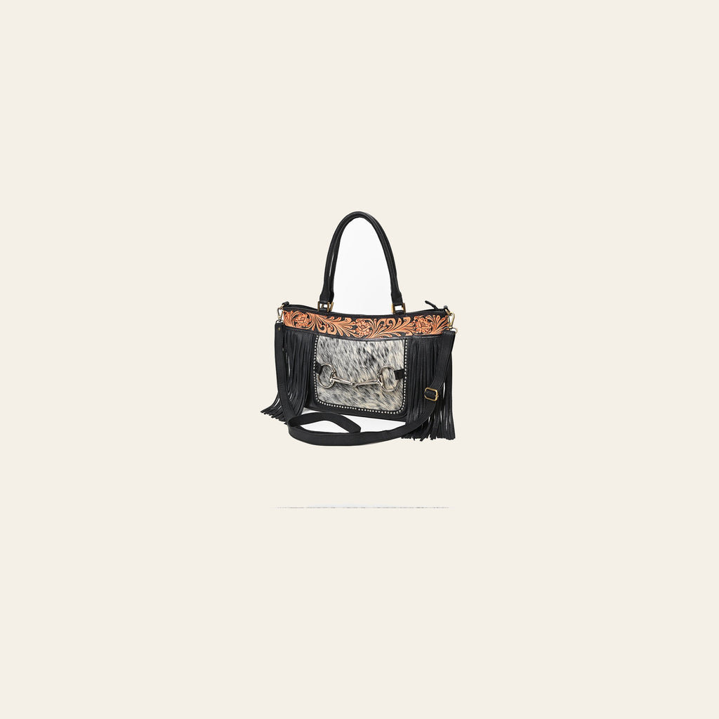 American Darling Western Cowhide Fringe Shoulder Tote Handbag