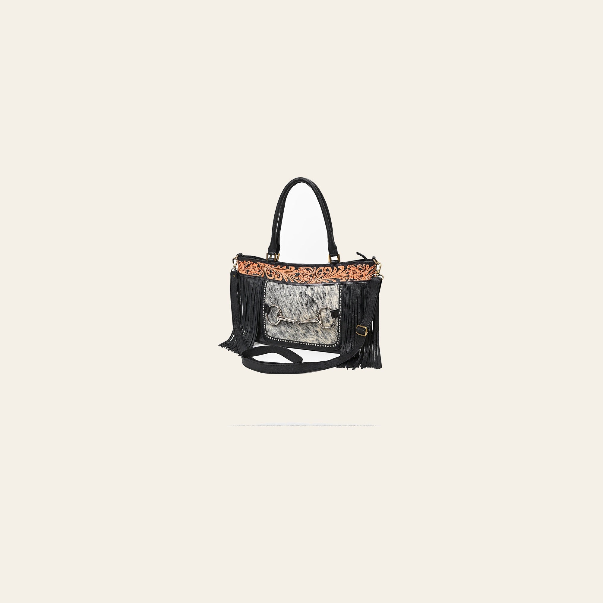 American Darling Western Cowhide Fringe Shoulder Tote Handbag