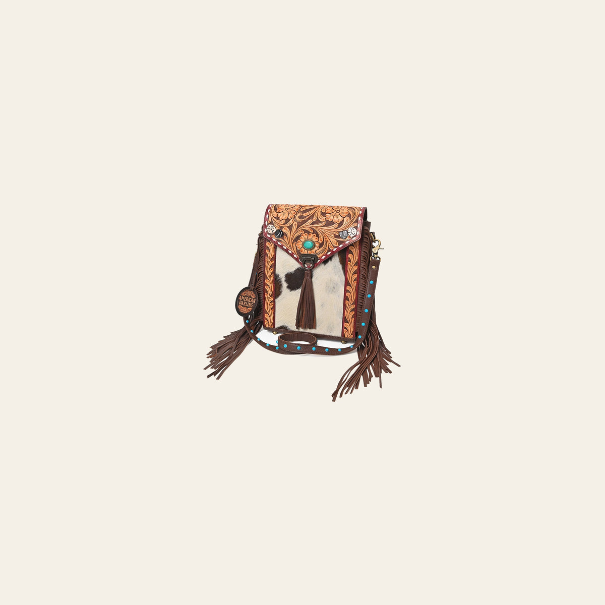 American Darling Western Cowhide Leather Fringe Bag