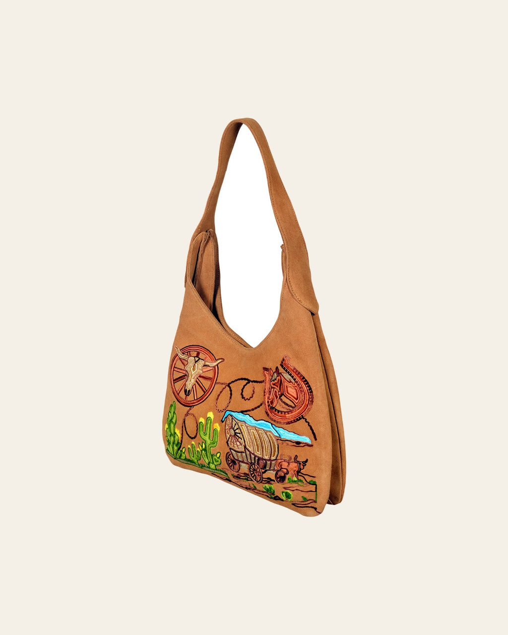 American Darling Genuine Suede Leather Embroidered Hobo Shoulder Bag Purse