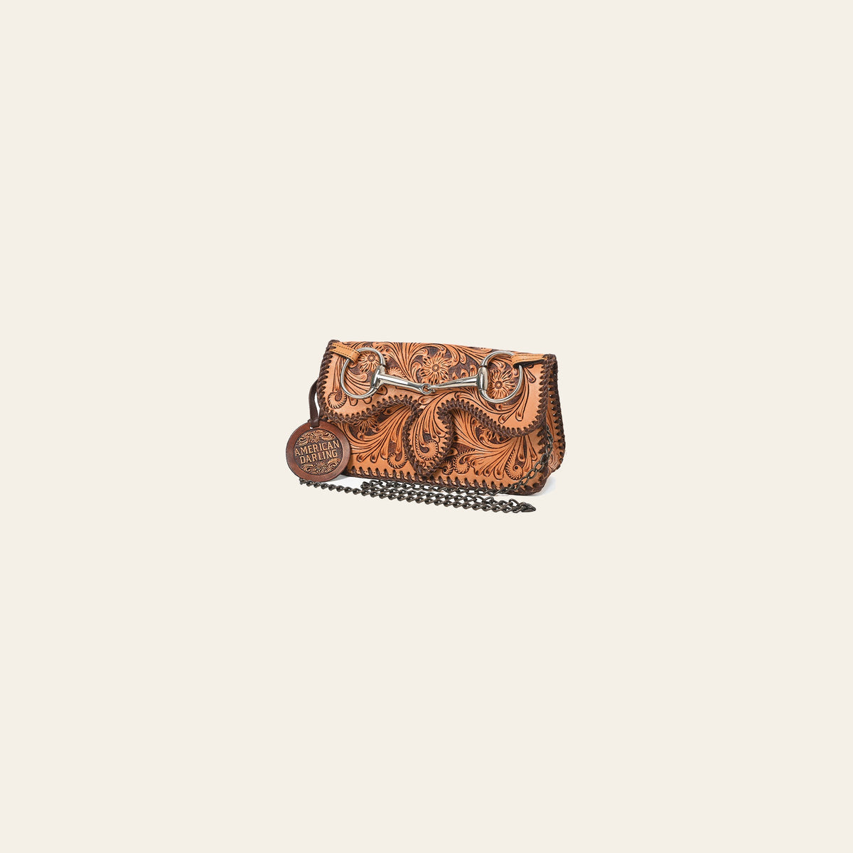 American Darling Western Floral Leather Chain Clutch Purse