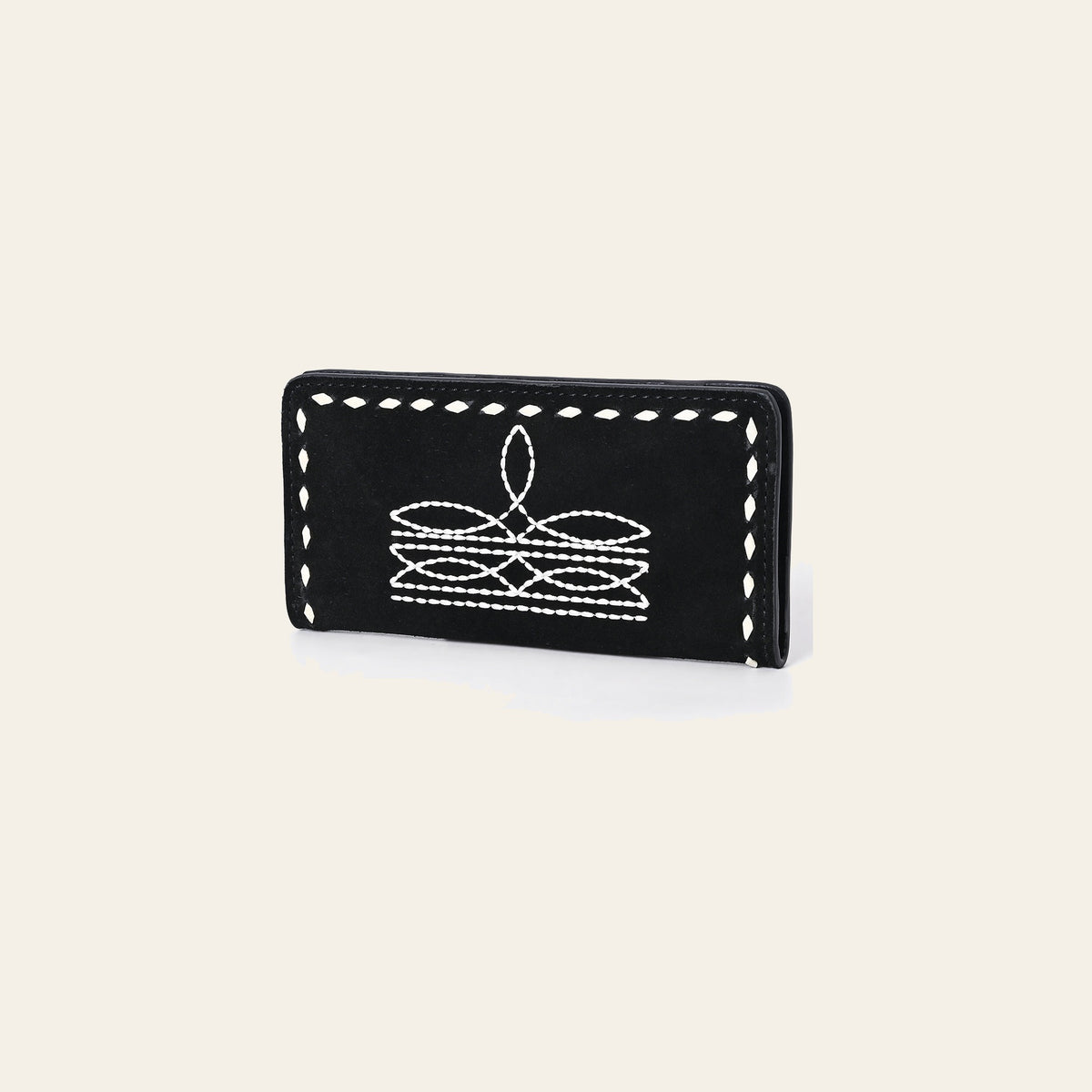 American Darling Western Black Clutch Bag Handcrafted from Genuine Suede Leather | Boot Stitched Design, Buckstitch Trim & Multi-Compartment Interior