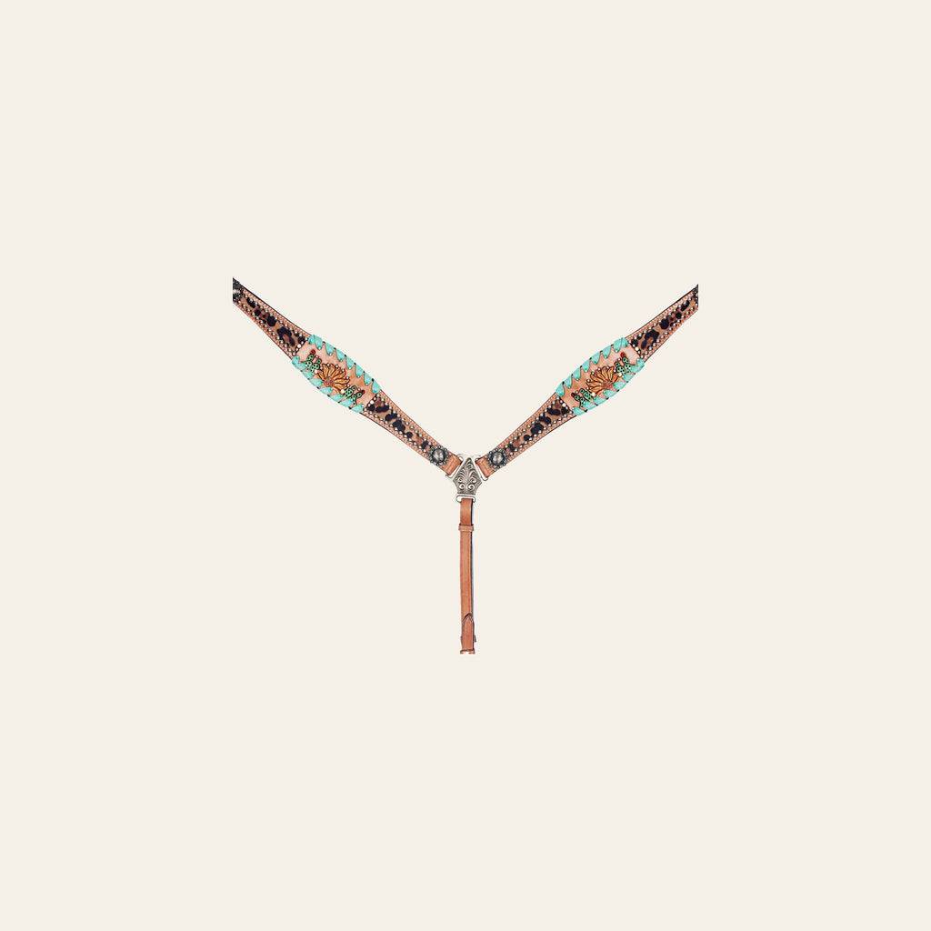 American Darling Western Horse Floral Genuine Leather Headstall Tack Set | Breast Collar for Horses