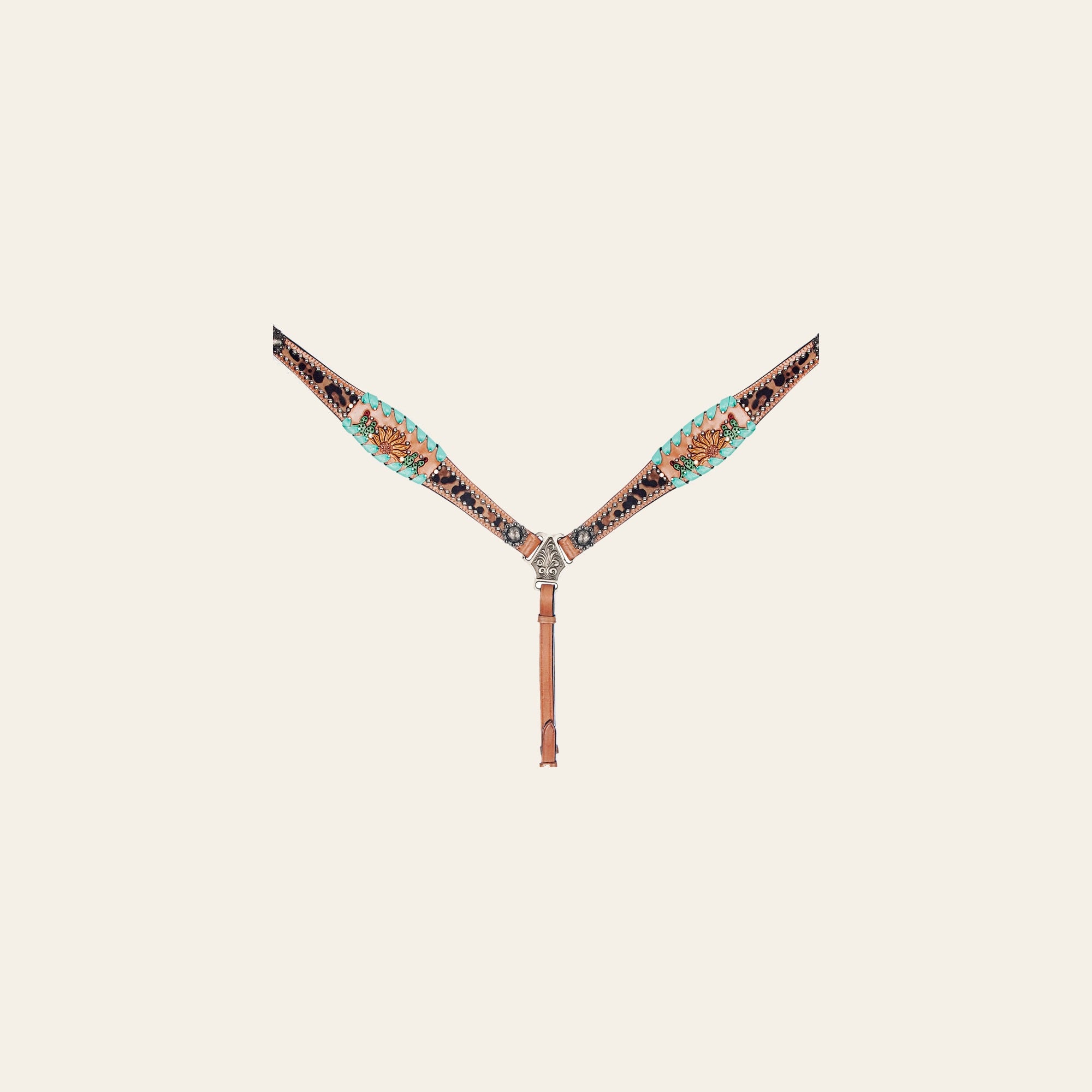 American Darling Western Horse Floral Genuine Leather Headstall Tack Set | Breast Collar for Horses
