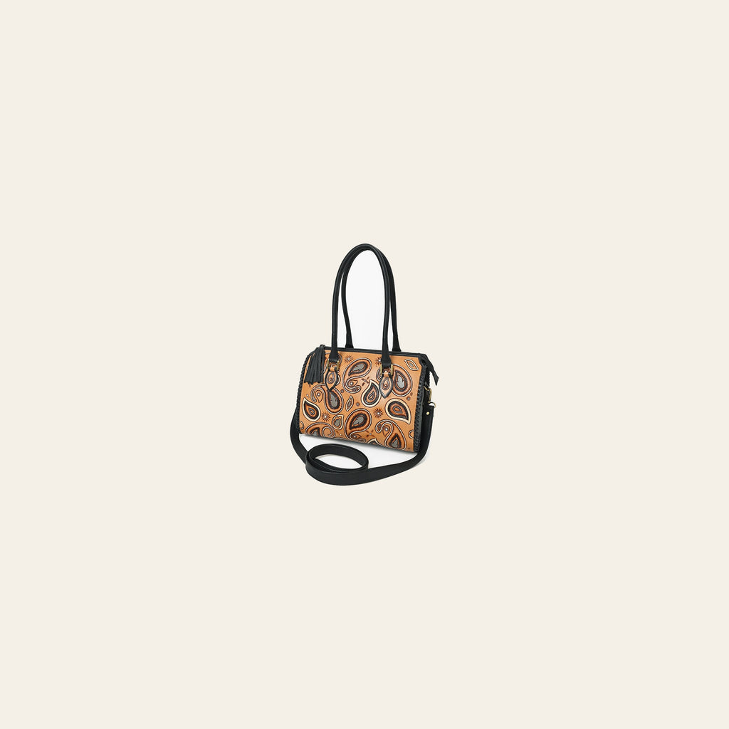 American Darling Western Leather Tote Bag with Paisley Tooled Design