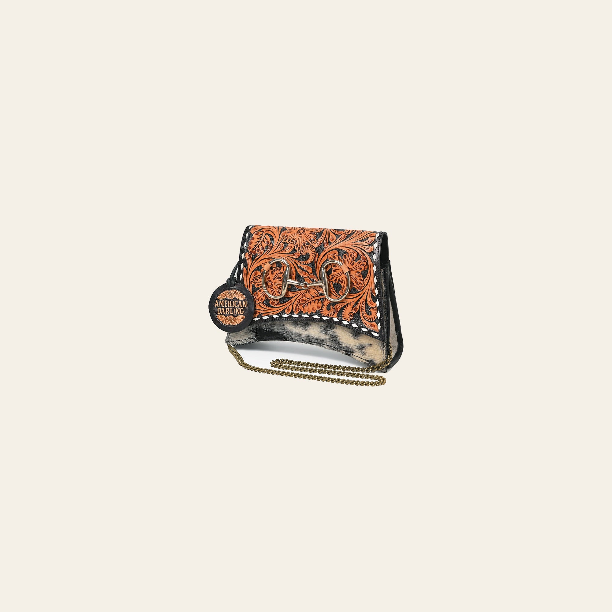 American Darling Western Tooled Leather Crossbody Bag with Hair-On Cowhide