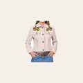 American Darling Women's Premium Off-White Suede Leather Embroidered Cactus Western Jacket