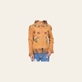 American Darling Women's Premium Tan Suede Leather Embroidered Horse Western Fringe Jacket