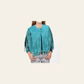 American Darling Women's Premium Turquoise Genuine Suede Leather Fringe Vest | Western Boho Statement Jacket