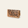 American Darling Hand Tooled Floral Carved Vegetable-Tanned Full Grain Genuine Leather Wristlet Bag with YKK Zipper