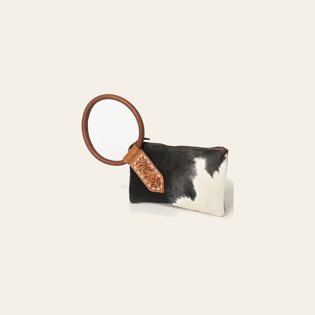 American Darling Wristlet Hand Tooled Hair On Genuine Leather Western Women Bag | Handbag Purse Travel Clutch