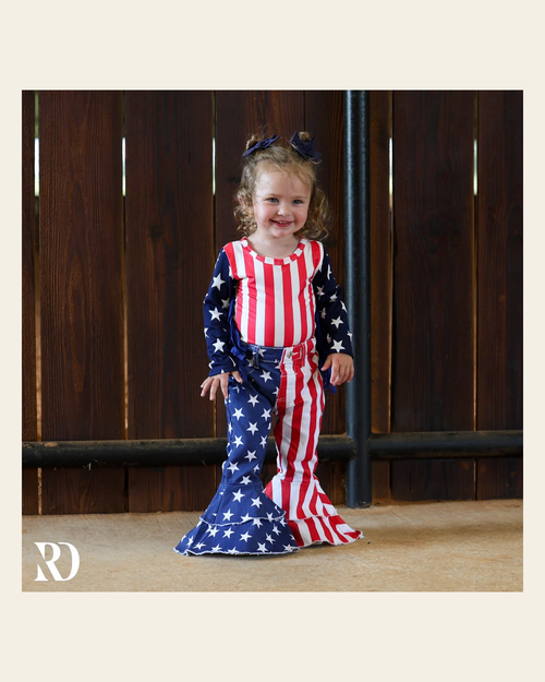 American Flag Ruffle Bells on a warm cream background